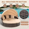 thumbnail image 4 of 4-piece Outdoor Patio Daybed with Retractable Canopy, Rattan Wicker Sectional Conversation Soft Set, Pool Furniture Set with Lifting Ottoman Table, Cushions and Pillows, Khaki, 4 of 9
