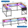 thumbnail image 1 of GloryStar U Shaped Home Office Desk, Reversible L Shaped Gaming Computer Desk with Power Outlets,126 Inch Computer Desk with Monitor Stand and LED Lights,Storage Shelves,Storage Bag and Hooks, 1 of 9