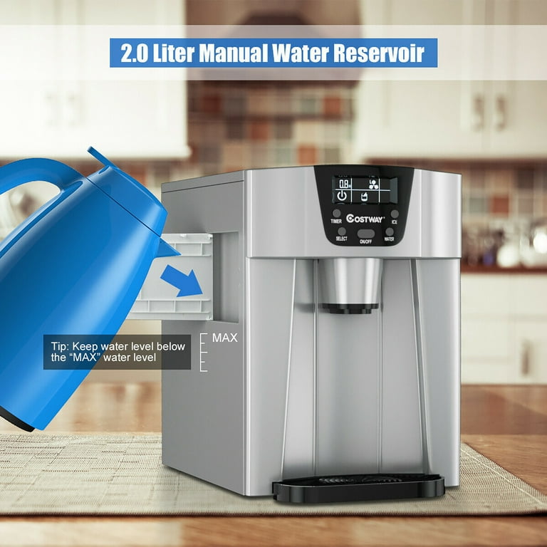 Costway 2-in-1 Stainless Steel Countertop Ice Maker Water Dispenser  48lbs/24h W/ Scoop : Target