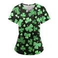 thumbnail image 4 of Luxalzxs Women St. Patrick's Day Scrub Tops Clover Print Short Sleeve V-Neck Tops Nursing Working Uniform, 4 of 5