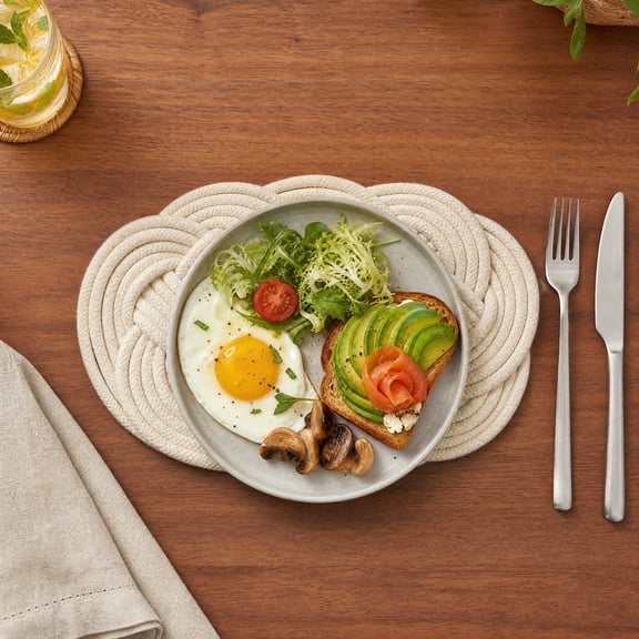 Neoargh 1Pc Cotton Thread and Linen Woven Coaster, Non-Slip and Heat Insulation Table Decoration Placemat for Cafe and Dining Use
