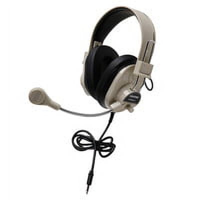 UPC: 0610356831564 | Califone 3066AVT Deluxe Over-Ear Stereo Headset with Gooseneck Microphone  3.5mm Plug  Beige  Each