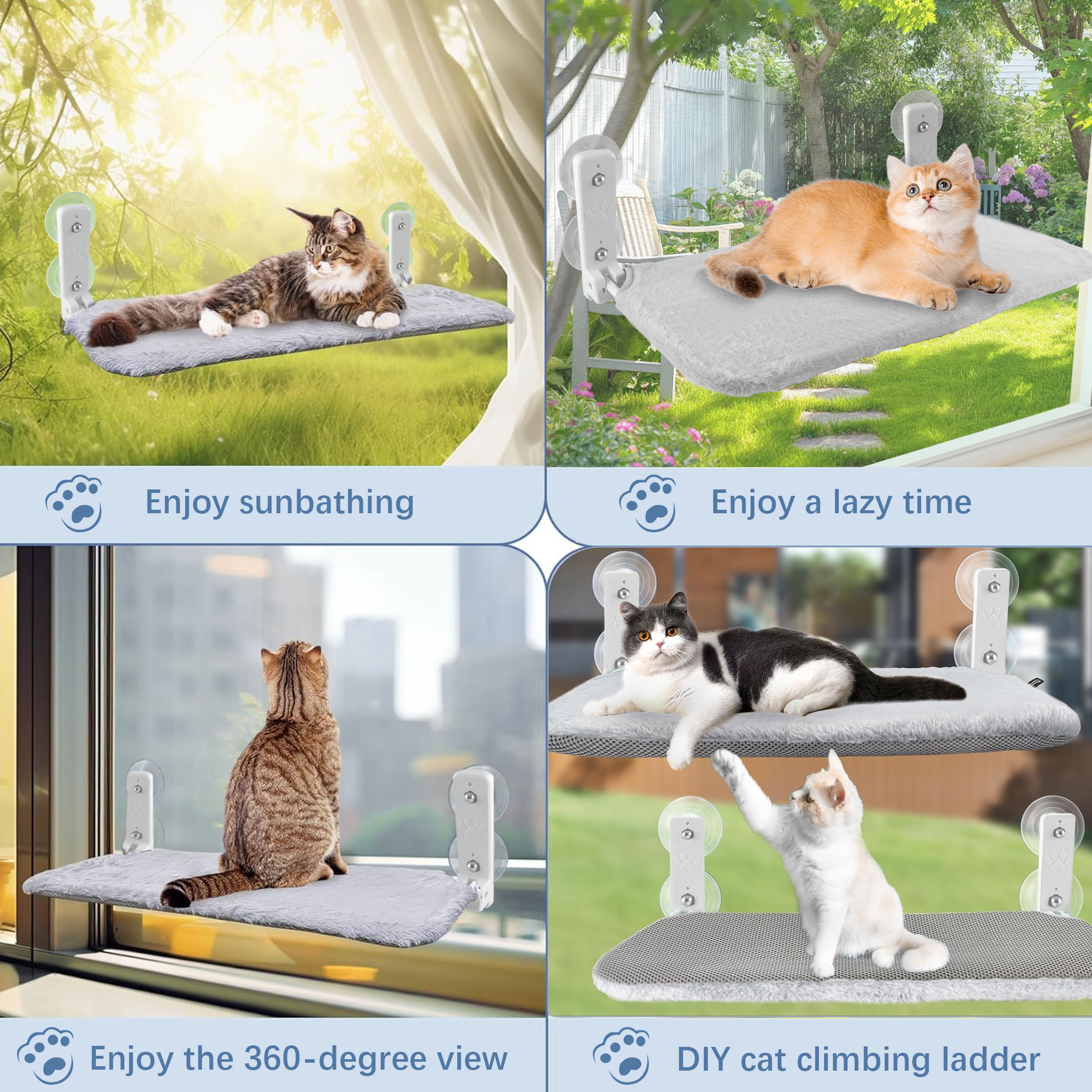 LANNEY Foldable Cat Window Perch, Gray photo 6