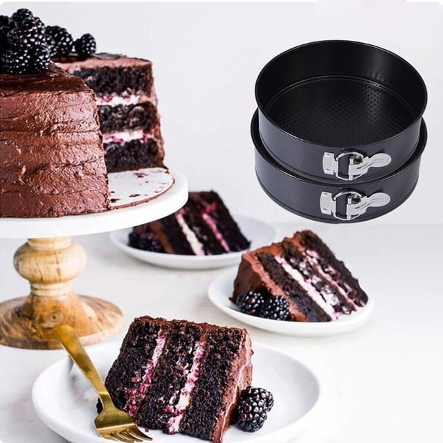 kurtrusly 8 Inch Non-Stick Cake Pan Quick-Release Carbon Steel Chiffon Cake Mold Removable Bottom Round Baking Mould