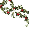 thumbnail image 3 of Enredaderas de rosas artificiales, enredaderas de flores, accesorio de fotografía, hojas de imitación colgantes florales para mesa de jardín, centro Rojo perfecl Guirnalda de flores, 3 of 8