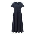 thumbnail image 3 of Summer Dresses For Women 2023 Solid Color Short Sleeve Loose Cotton Swing Dress Womens, 3 of 5