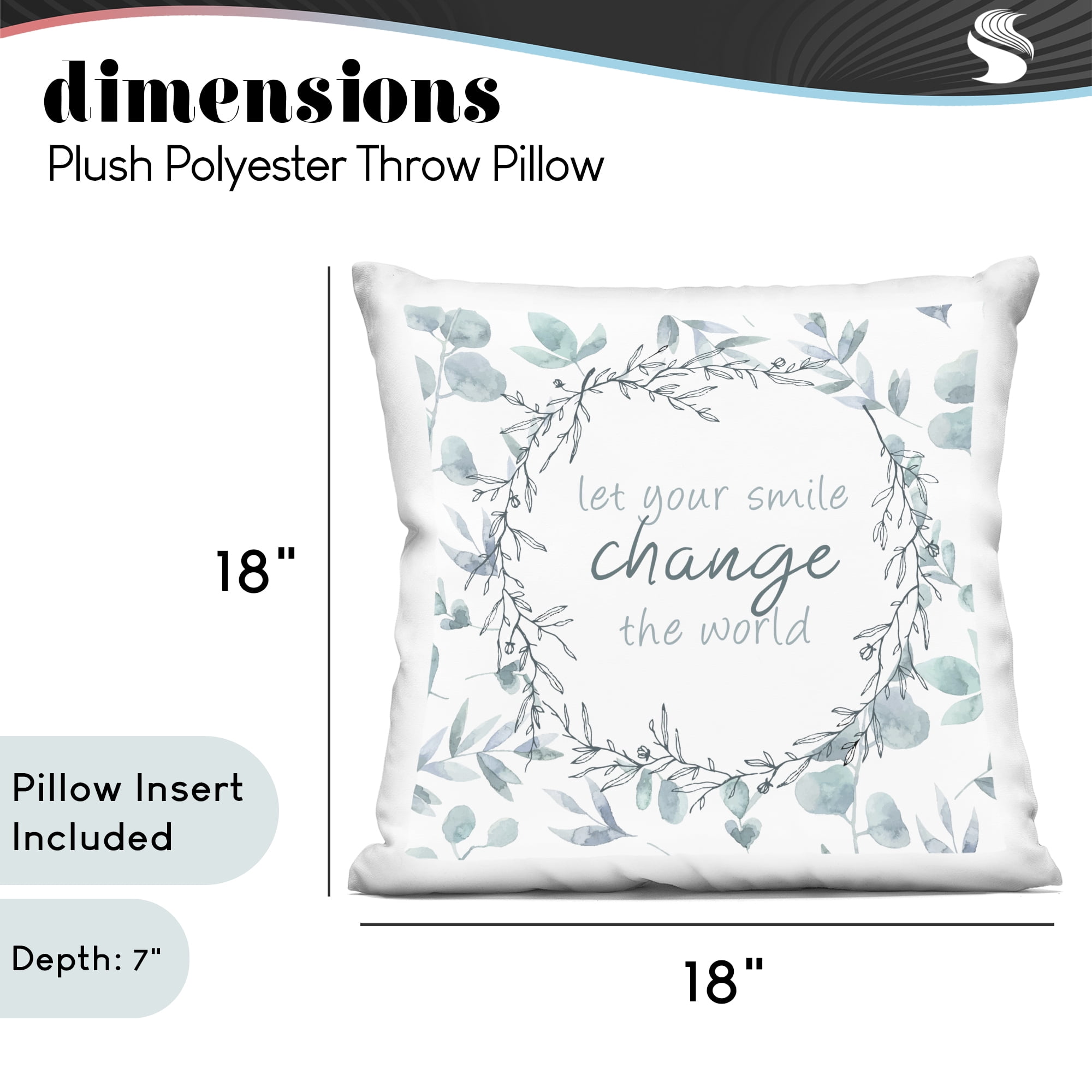 Stupell Industries Smile Change The World Decorative Printed Throw Pillow, design by Kim Allen, 18 x 7 x 18