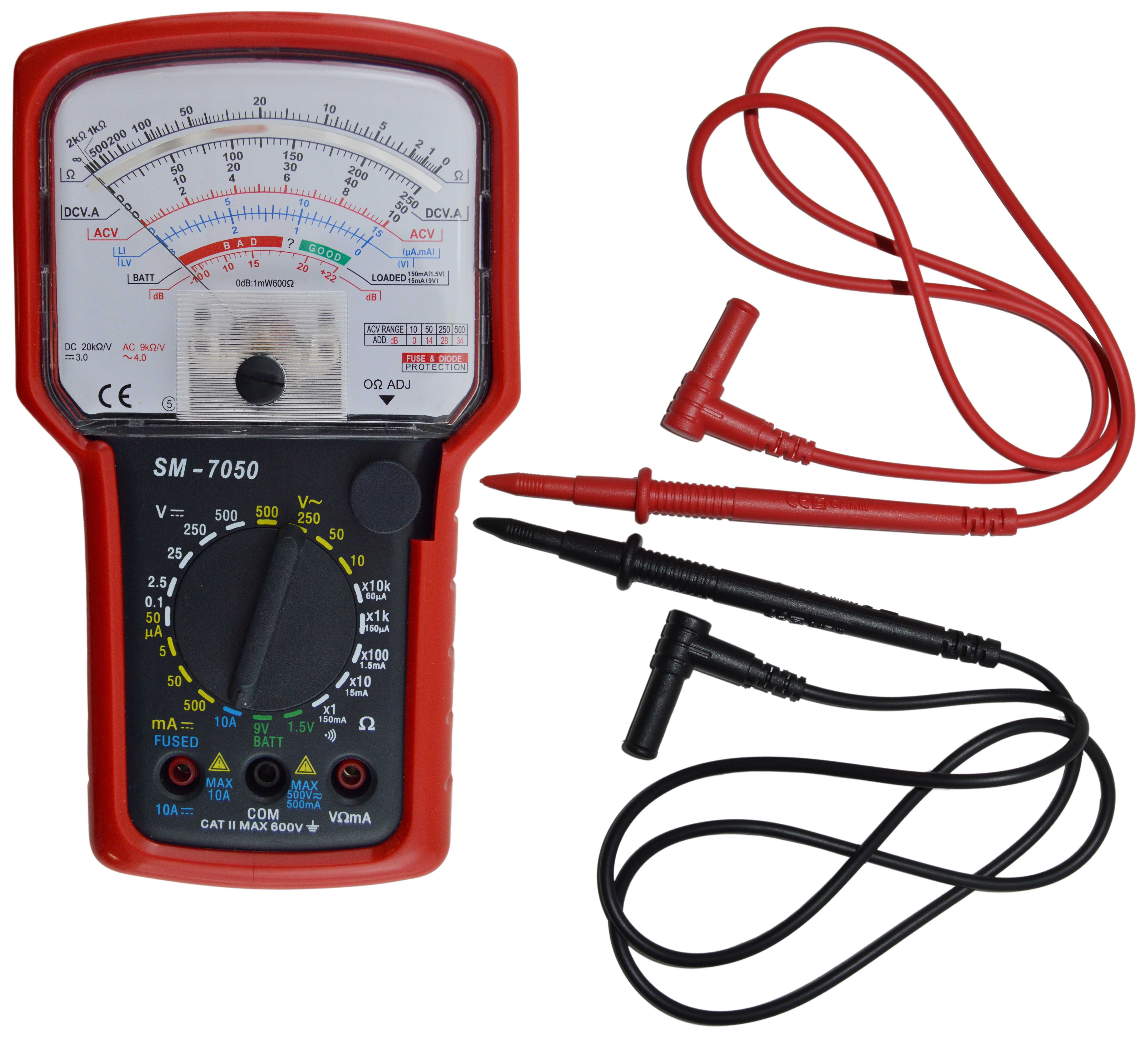 Analog Multimeter, 20-Range AC/DC General Purpose, 7 Functions