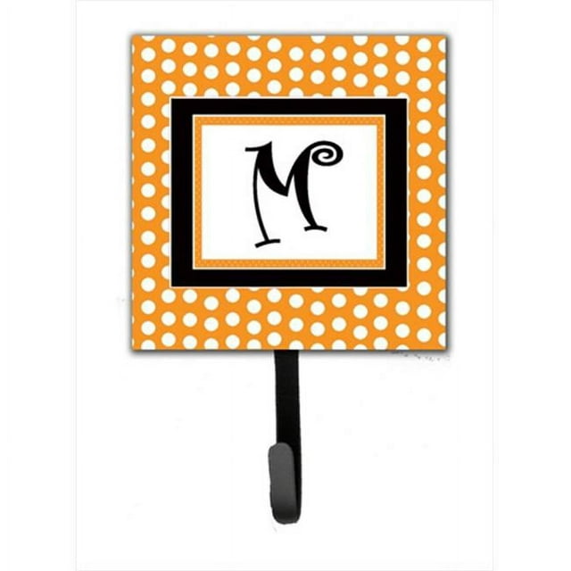 Carolines Treasures CJ1033-MSH4 Letter M Initial Monogram - Orange Polka Dots Leash Holder Or Key Hook