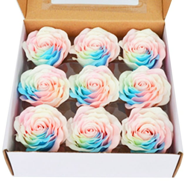 Boc 9Pcs/Box Luminous Soap Rose Flower Delicate Texture Essential Valentine‘s Day Scented Flowers Soap Home Decor