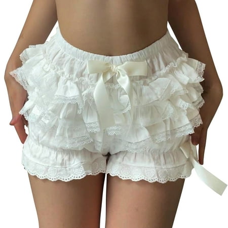 Women s Summer Lace Tutu Shorts Lolita Shorts Bloomers White S