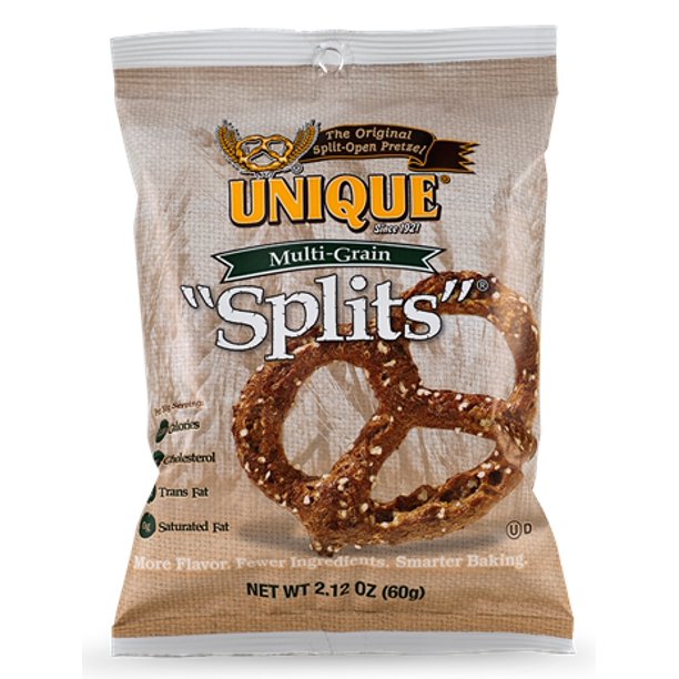 Unique Pretzels All Natural Multigrain Baked Pretzel Splits, 2.1Ounce, 24 Bags