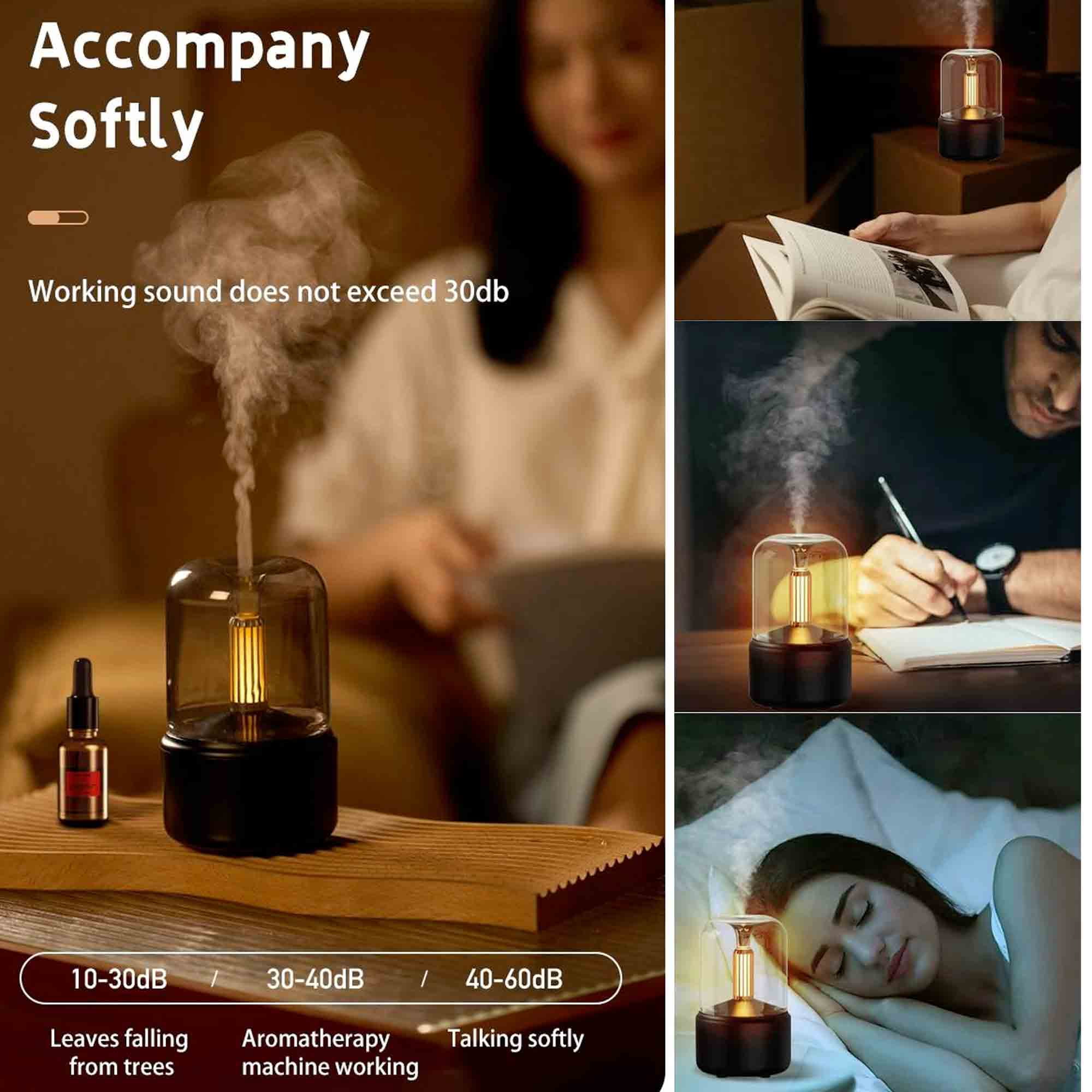 Essential Oil Aromatherapy Diffuser with Sleek Modern Desktop Lantern Design. Soft Light, Auto-Off Protection, USB, Humidifier, for Home, Office, Spa Black 120mL…
