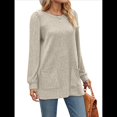 thumbnail image 2 of Camisas de Larga para Mujer Suéteres Largos con Bolsillos Tops Tipo Túnica Corte Holgado Albaricoque XXL, 2 of 8