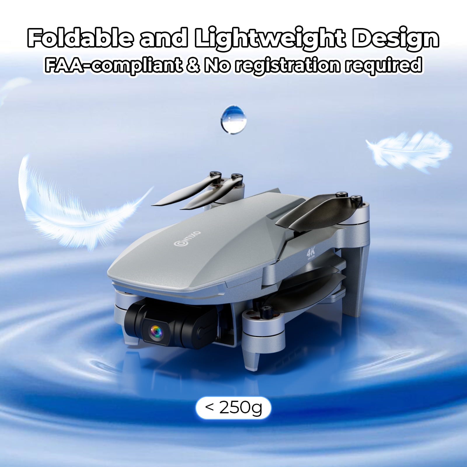 Contixo F36 GPS Mini Drone with 4K UHD Camera, 3-Axis Gimbal, RC Quadcopter, and Brushless Motor, Silver