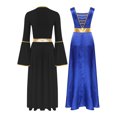 thumbnail image 2 of Kaerm Tunique de Danse pour Femmes, Robe Maxi de Danse avec Manches Longues, Bleu&Noir P, 2 of 7