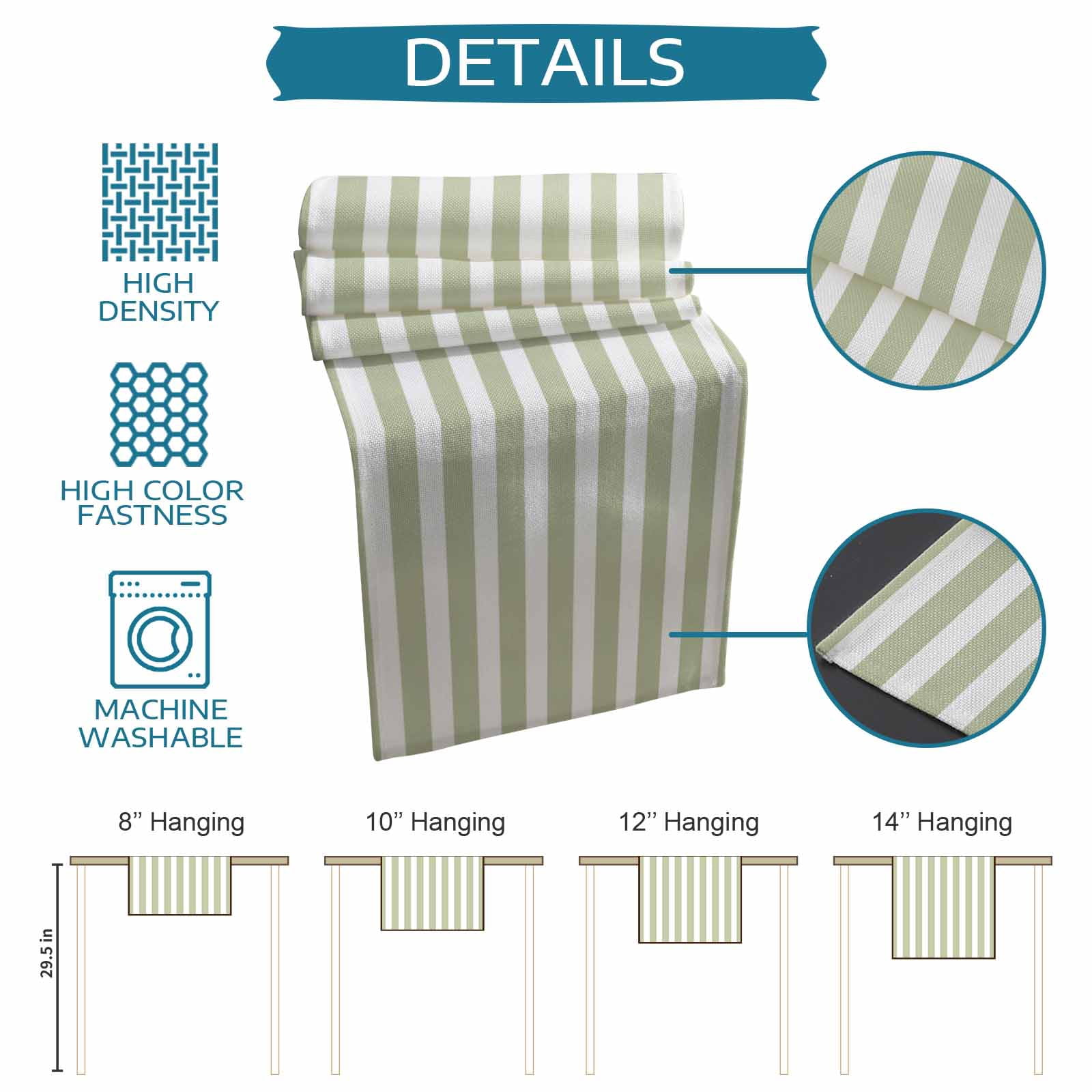 Table Runner Sage Green Stripes Table Decoration for Kitchen Dinning Simple Style Table Decoration for Indoor Outdoor Party Wedding Decor 13x90inch