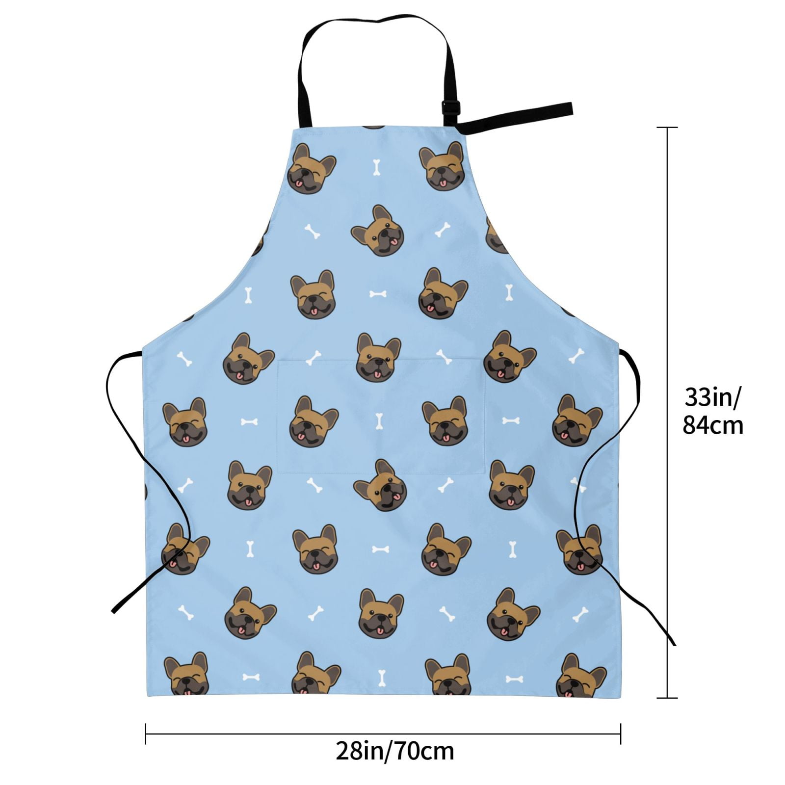 Kdxio french Bulldog Face Apron with Pockets Adjustable Kitchen Aprons for Men Women Waterproof Aprons for Cooking,Drawing,Crafting, Baking Household Cleaning
