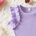 thumbnail image 5 of kaprioy Toddler Girl Clothes Toddler Baby Girl Summer Outfit 9 12 18 24 Months 2T 3T Round Neck Solid Color Ruffled Top and Bow Printed Skirt 2 Pcs Clothes Set, 5 of 6