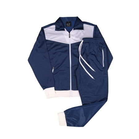 MEN 2 PIECE CLASSIC JOGGER 2 TONE TRACKSUIT W/DRAWSTRINGS