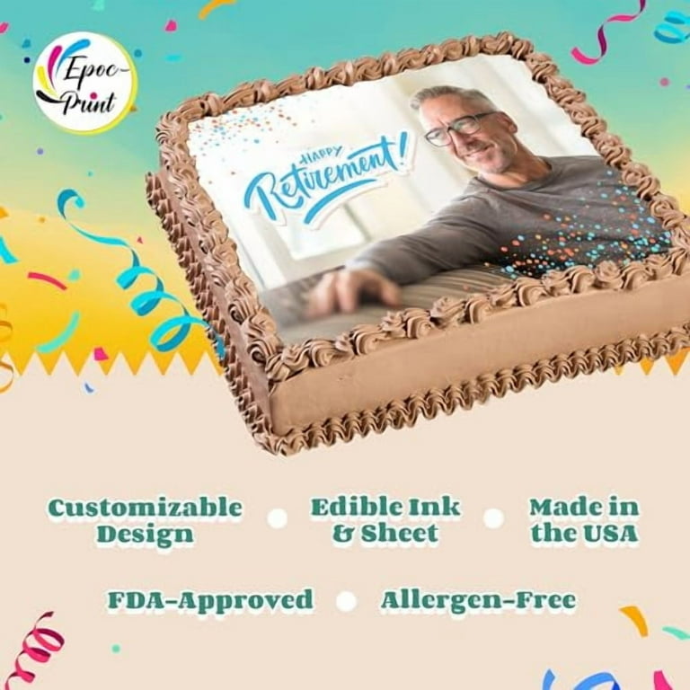 Edible Prints on Cake: Create Your Special Event with  Edible Image Toppers - Upload Photos for Unique, Stylish Designs on Rectangular, Round Cakes Designs - 7.5" x 10" Rectangular