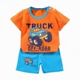 thumbnail image 4 of Gibobby Toddler Boy Summer Cartoon Printed Short Sleeve T-Shirt Shorts 2Pc Outfit Set Soft Casual Dailywear Clothes for Infant Kids 6‑18M 1‑6 Years Little Boys(12-18 Months,Orange), 4 of 4