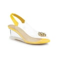 thumbnail image 1 of BLISSFUL STEP Chaussures pour Femmes Talons Compensés Transparents à Strass Bout Ouvert Slingback Chaussures Transparentes Jaune 7, 1 of 8