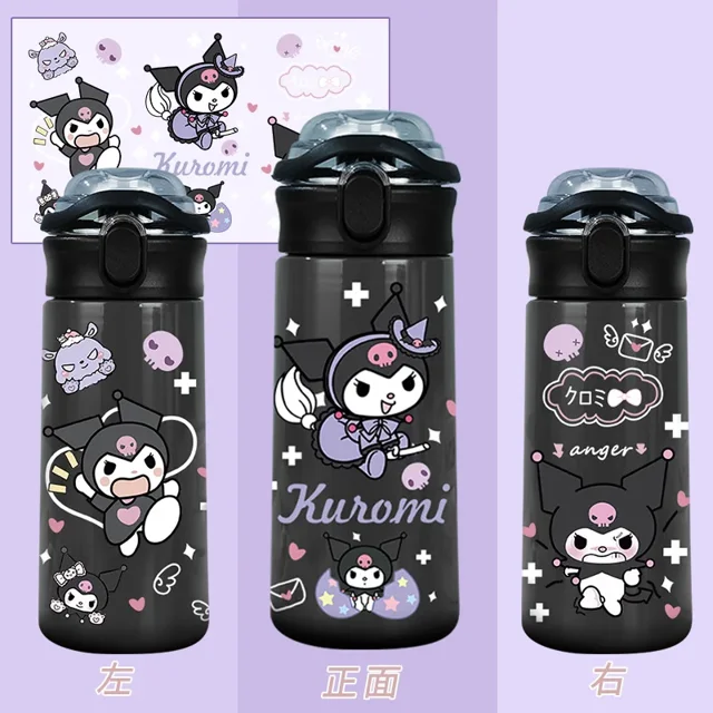 Vaso de agua de plástico para niñas de 550 ml con forma de Cinnamoroll de Sanrio, bonito vaso de agua de Kuromi, resistente a altas temperaturas, regalo de verano para niños