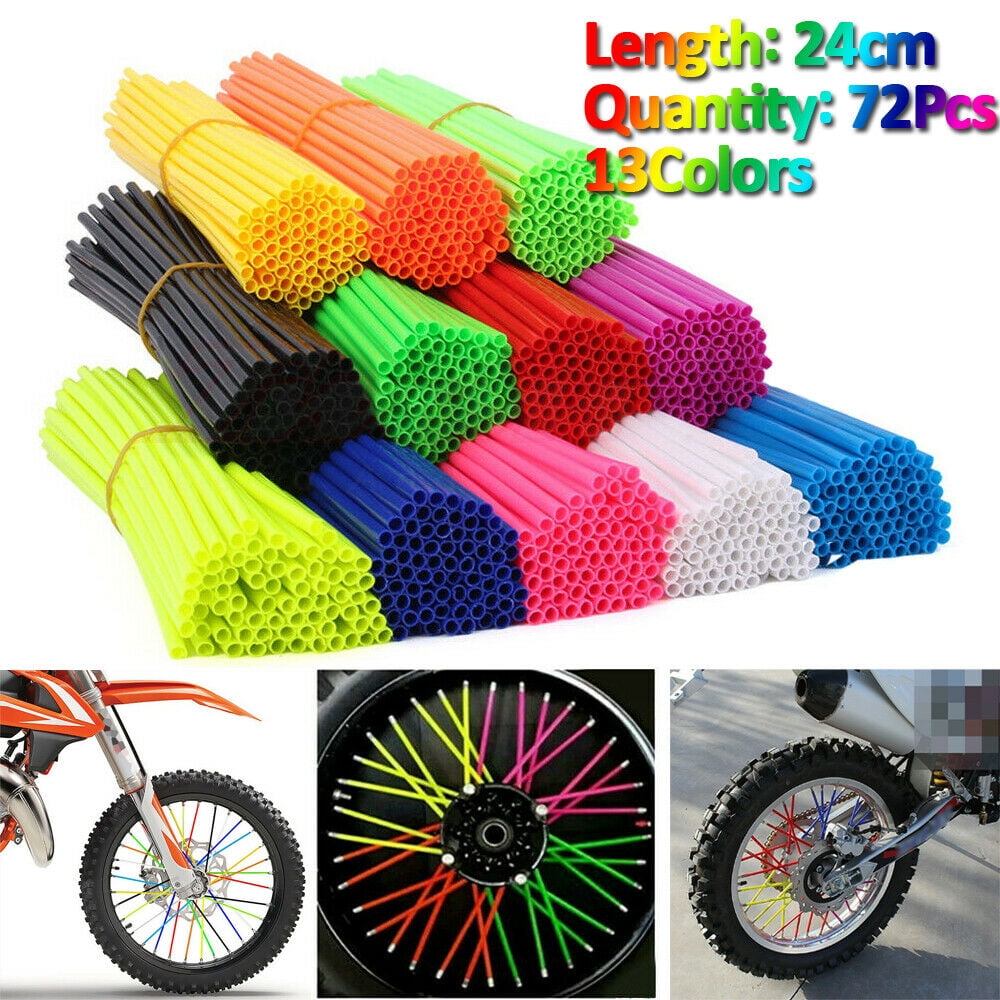 SOPINEKO 72Pcs Spoke Skins Covers Spoke Wraps Wheel Decoration for Motorcycle Bicycle Dirt Bike Wheelchair Red & Blue 