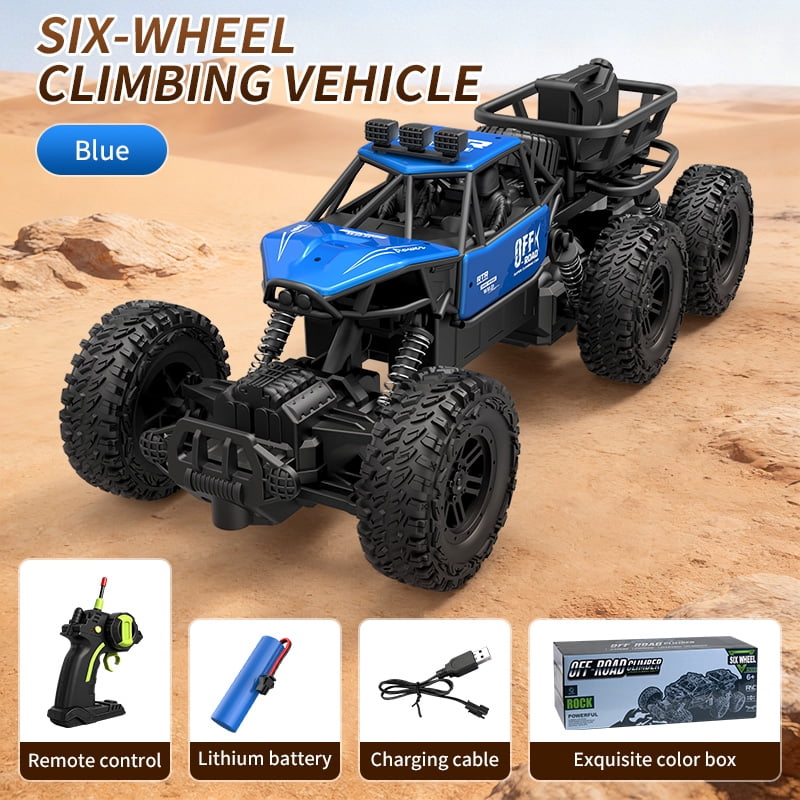Alloy Rock-Climbing 6-Wheel RC Car - 1:12 Scale 2.4GHz 4WD Off-Road Truck with Dual Magnetic Motors, Independent Suspension   Non-Slip Tires(Blue)