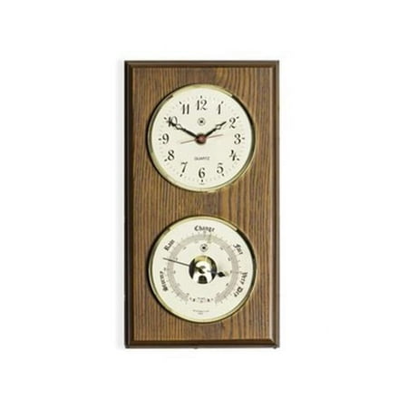 International Quartz Clock & Barometer on Oak Wood