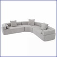 thumbnail image 2 of Budget-Friendly Modern Curved Modular 4-Seater Boucle Sofa | Upholstered Gray Living Room Couch with Pillows, 2 of 26