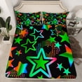 thumbnail image 2 of Feelyou Cute Stars Print Twin Sheet Sets for Teens, Kawaii Love Heart Twin Fitted Sheet, Black Green Graffiti Flat Sheet, Lightweight Room Decor, 3 Pieces, 2 of 7
