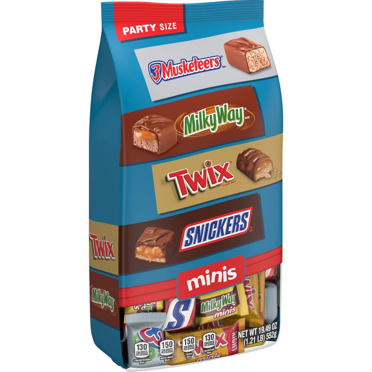 Snickers, Twix, Milky Way, 3 Musketeers Minis Chocolate Candy Bars - 19.49oz Bulk Bag - Pack of 2