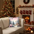 thumbnail image 4 of Yyuenw Pink Christmas Decorations Winter Snowman Pillow Cover for Sofa Bed Couch, Snow Baby Xmas Tree Pattern Throw Pillow Case for Living Room, Cotton Cushion Cover 18 x 18", 4 of 8