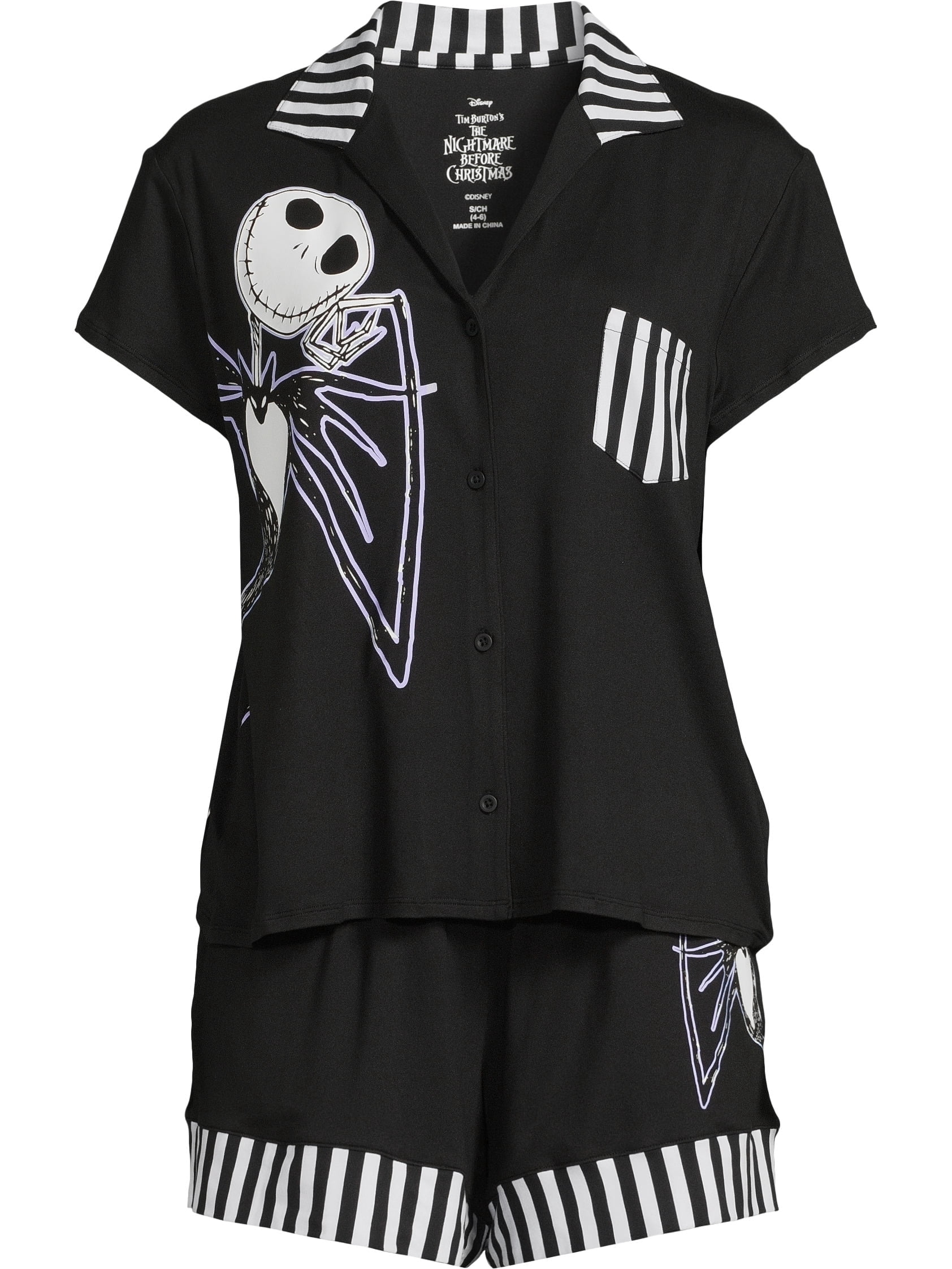 Disney Nightmare Before Christmas Women's Top and Shorts Pajama Set, 2-Piece, Sizes XS-3X