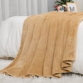 thumbnail image 2 of PiccoCasa Plush Flannel Fleece Blanket Decoration Blankets for Bed or Sofa Taupe 50"x60", 2 of 7