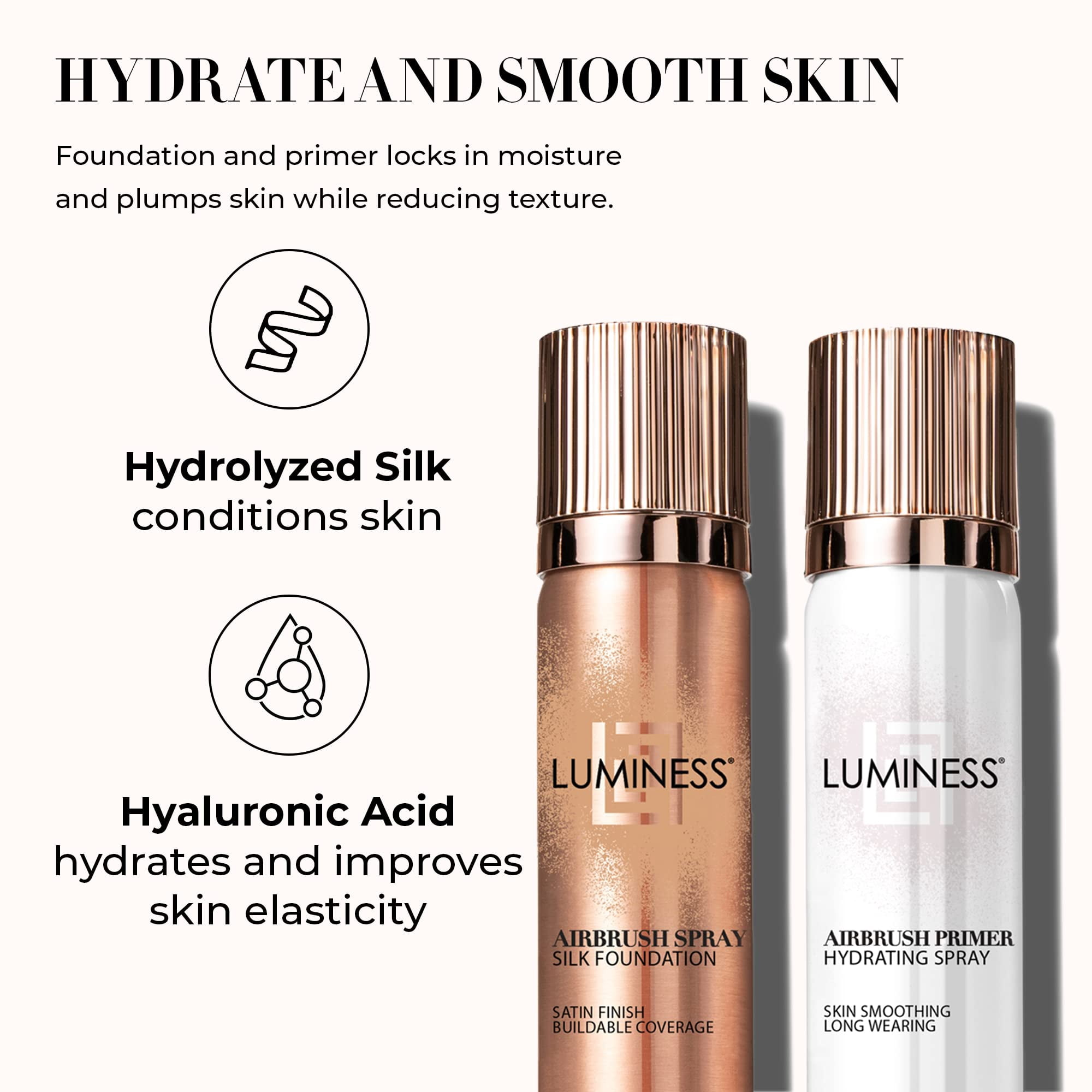 LUMINESS Silk Airbrush Spray Foundation & Primer Kit - Full Coverage Foundation, Anti-Aging Formula Hydrates & Moisturizes with Hyaluronic Acid, Aloe Vera & Hydrolyzed Silk (Shade - Warm)