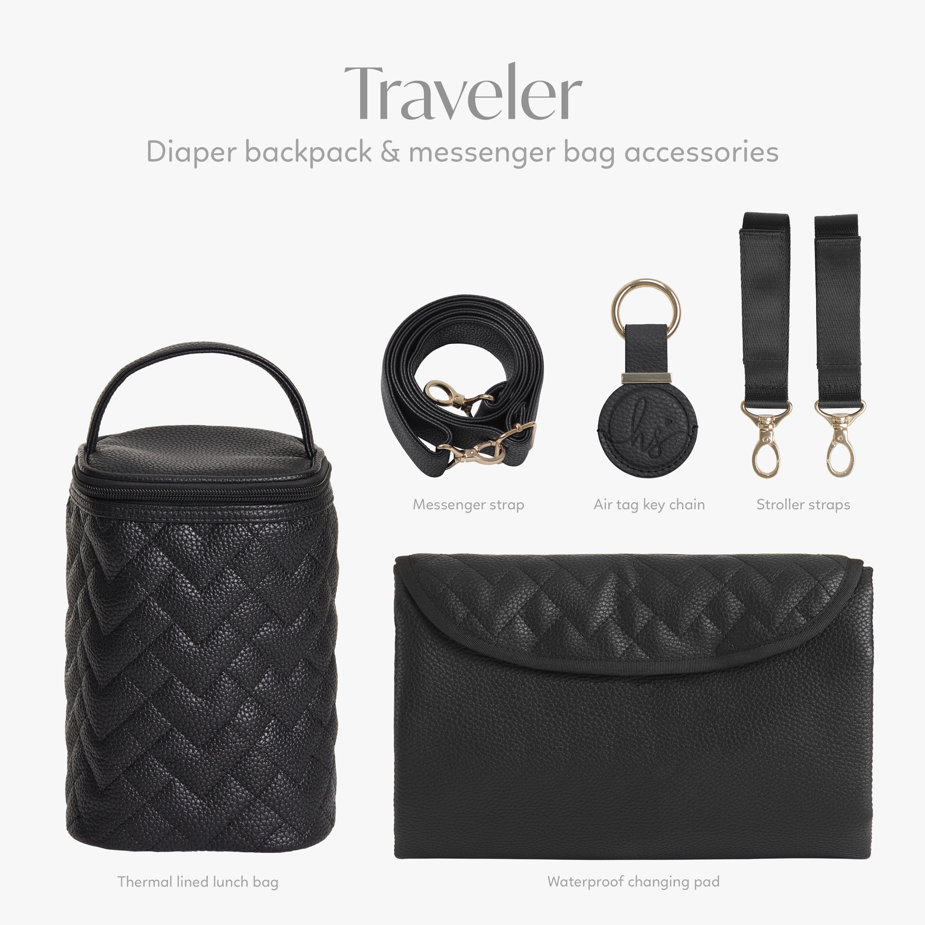 Ensemble de sacs à langer Hannah & Sophia Traveler 4 pièces, noir nuit