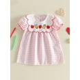 thumbnail image 5 of Toddler Little Girl Back to School Outfit First Day of School Pre Kindergarten Plaid Smocked Short Sleeve Dress Summer Clothes 2-7T, 5 of 9