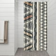 thumbnail image 3 of Small Stall Narrow Shower Curtain 36"W x 72"L – Tropical Bohemian Leaves, Mid-Century Abstract Boho Botanical Bathroom Decor, Vintage Floral Palm Leaf Pattern, Rustic Tribal Folk Style, 3 of 5
