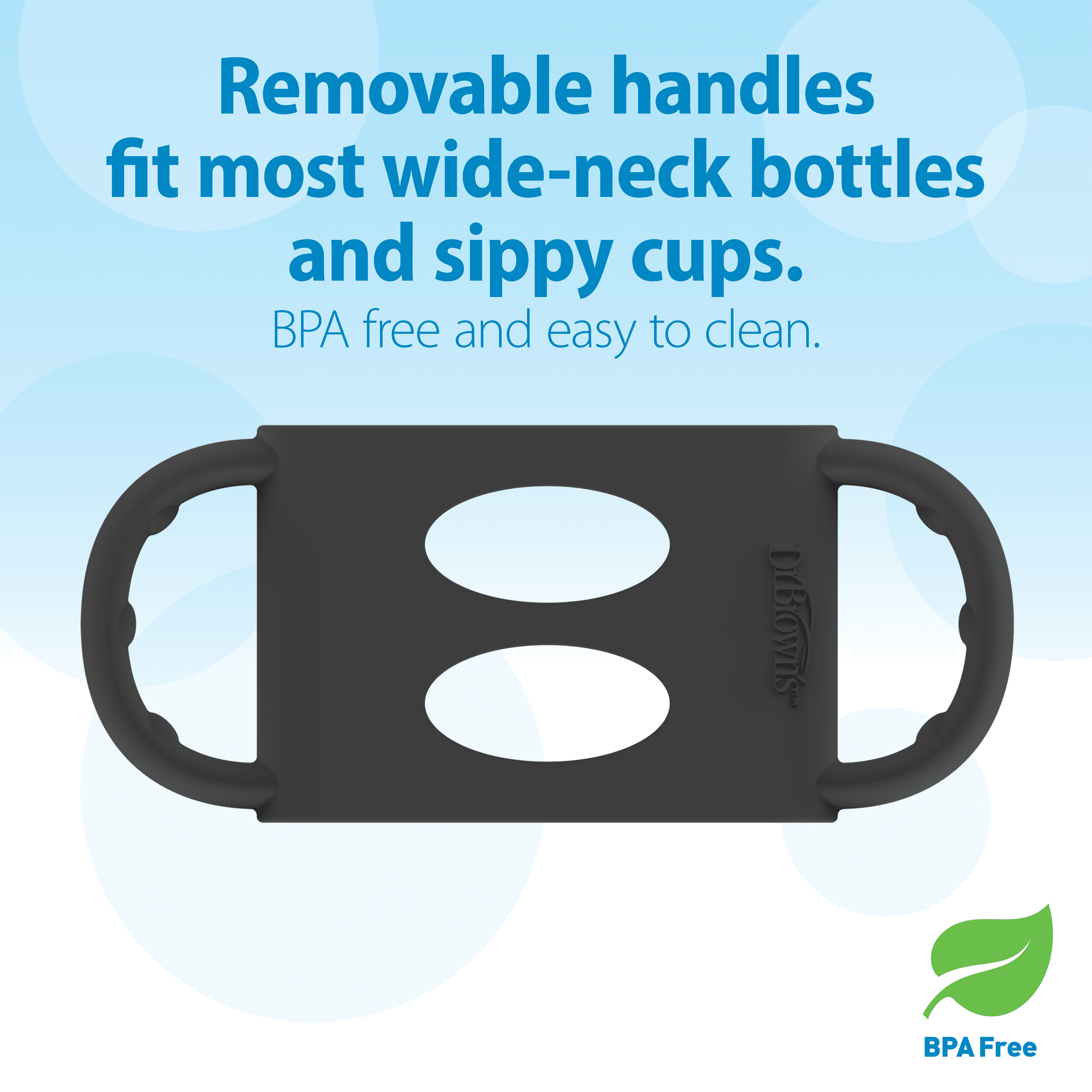 Dr. Brown's Milestones 100% Silicone Baby Bottle Handles, Wide-Neck, Black, 1 Pack
