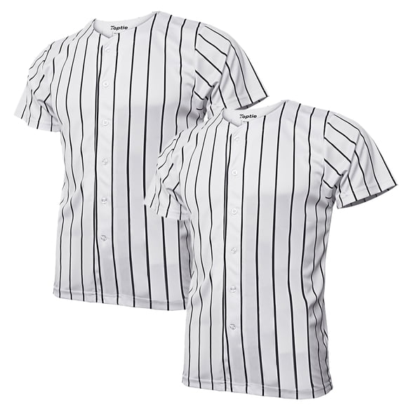TOPTIE 2 Pack Unisex Button Down Shirts Plain Hip Hop Hipster Baseball Jersey Sports Uniforms-white black-2XL