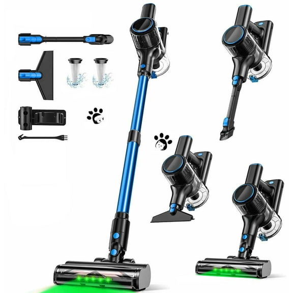 OUYFHK Cordless Vacuum Cleaner, 8 in 1 Stick Vacuum Cleaners with 30KPA Powerful Suction, Anti-Tangle Handheld Vacuum Cleaner for Home with Green LED Display for Hardwood Floor Carpet Pet Hair