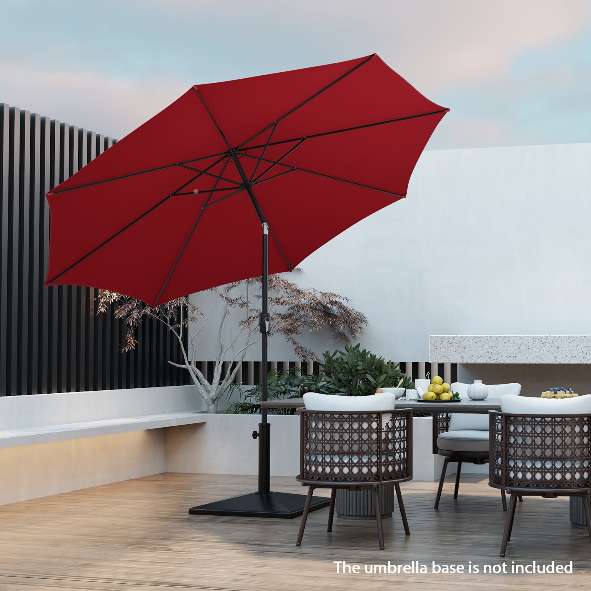 Gymax 10FT Solar Patio Umbrella 112 LED Lighted Umbrella Outdoor Table Market Umbrella Wine