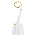 thumbnail image 4 of Sxiwei Mens Ancient Greek Roman Toga Costume One Shoulder Strap Suspender Ruffle Skirt with Headwear White XL, 4 of 7