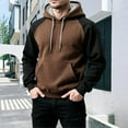 thumbnail image 2 of CONROSES Men's Hoodies Patchwork Color Hoodie for Men Long Sleeve Warm Pullover Hooded Sweatshirt Soft Fall Winter Sweatshirts With Pocket, 2 of 6