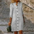 thumbnail image 2 of Hwmodou Female Dresses Elegant Women Fashion Versatile Striped Print Button Dress Casual Loose Shirt Dress Office Work Sundress For Woman Homwear Summer Dresses, 2 of 5