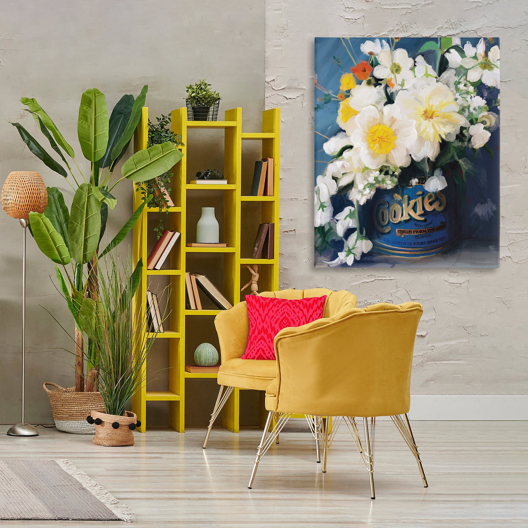 Stupell Industries Bouquet in Vintage Jar Botanical & Floral Painting Gallery Wrapped Canvas Art Print Wall Art, 36 x 48