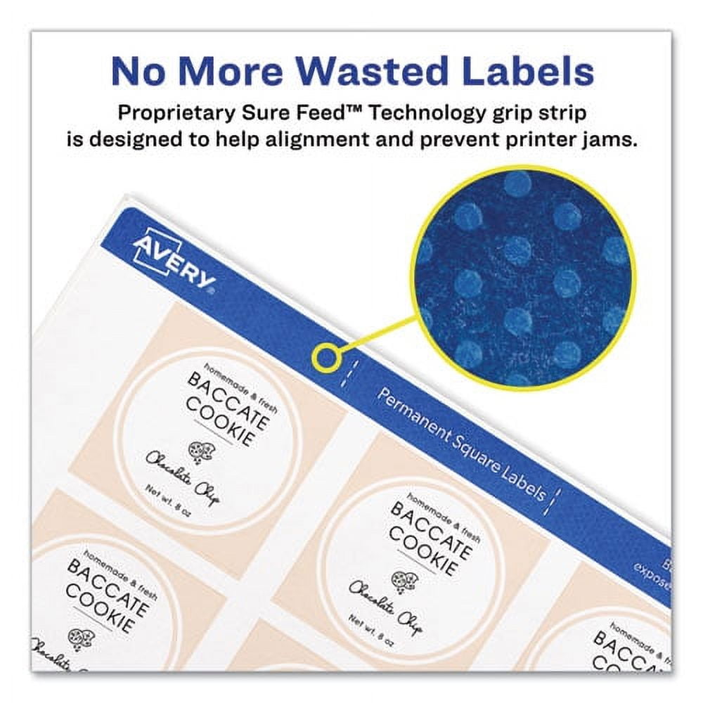 "Square Labels With Sure Feed And Trueblock, 1 1/2 X 1 1/2, White, 600/pack | Bundle of 2 Packs"